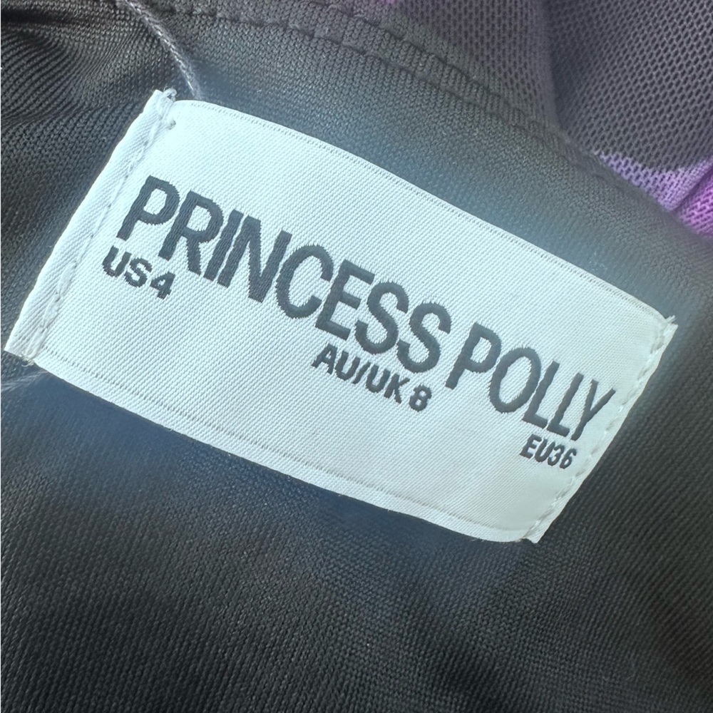 NWT Princess Polly Eviana Maxi Dress Floral Black Pink Purple Wedding - Size 4 - Picture 6 of 7